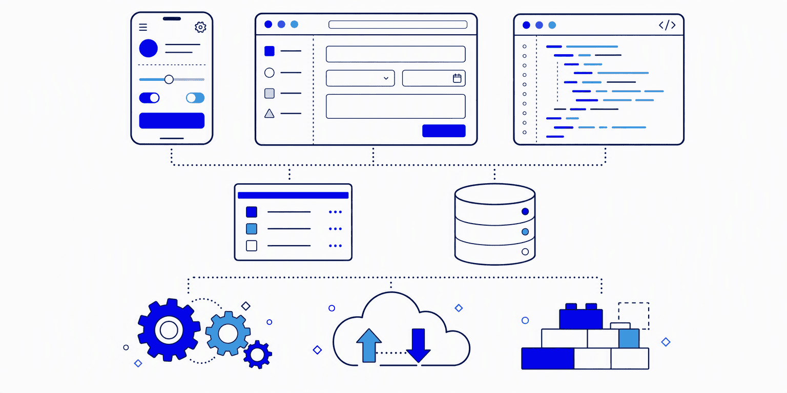 Schaubild: App-Varianten von Canvas bis Pro-Code über den Datenebenen SharePoint und Dataverse mit Integrationsdiensten